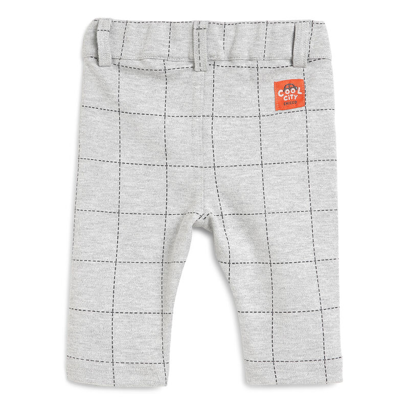 Boys Medium Grey Checkered Long Trousers image number 1